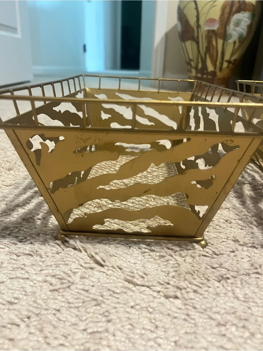 Gold Metal Decorative Storage Baskets - Set of 2